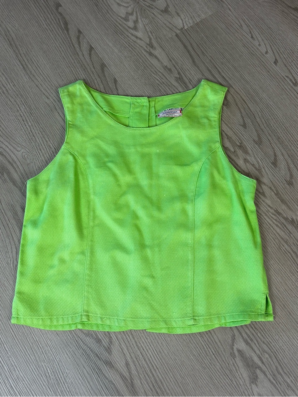 Vintage 90s AT LAST JEANSWEAR Lime Green Sleeveless Women's Top